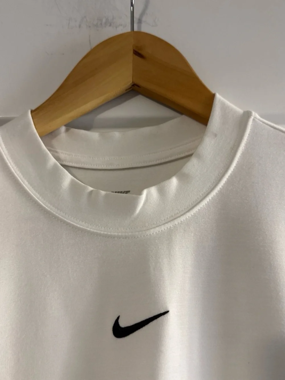 Nike White Short-Sleeve Midi Dress with Black Swoosh